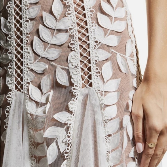 Bronx & Banco Saba Blanc Appliqué Midi Dress - White Lace, Size 6 - Picture 4 of 6